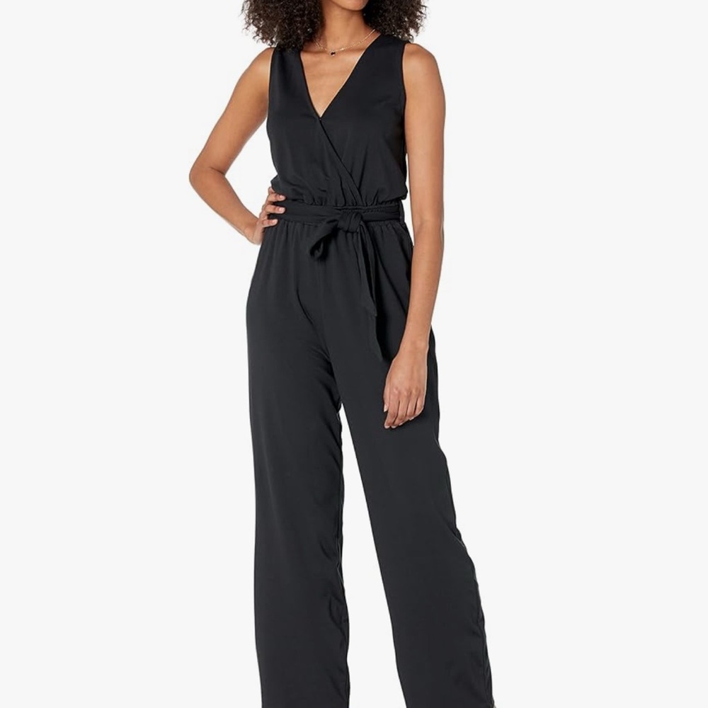NWT The Drop Women's @caralynmirand Black Sleeveless Wrap Jumpsuit
